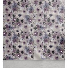 an abstract floral wallpaper with purple and white flowers