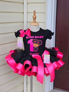 Boss Baby Tutu Outfit Boss Baby Birthday Tutu set, Boss Baby, Custom Tutu with baby name, Black Tutu set, Tutu with shirt, Birthday Tutu  This beautiful Tutu set features high quality tulle and Ribbons along with a beautiful high quality custom made Shirt design - hand made with love 💖 FYI: If u want a different color besides the original(pink), let me know and I can provide that for you  The shirt that comes with the tutu is a boutique quality Puff hand t-shirt, they are thick and very soft. Kehlani Birthday, Baby Tutu Outfits, Baby Birthday Outfit, Kid Birthday Outfits, First Birthday Tutu, Baby Birthday Themes, Toddler Tutu, Black Tutu