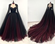 Black Gothic Crystal Beaded Corset Wedding Tulle Dress - Etsy Burgandy Black Wedding Dress, Black And Burgundy Dress, Black And Maroon Wedding Dress, Burgandy Wedding Dress, Red And Black Dresses, Alternative Bride Dress, Maroon Wedding Dress, Dark Red Wedding, Burgundy Wedding Dress