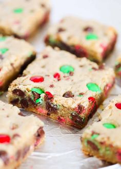 cookies and candy bars are on a plate