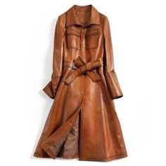 Italian Style Overcoat Real Leather Trench Coat, Sashes Belt Wax Tan Long Leathe  | eBay Luxury Brown Outerwear With Buttoned Pockets, Luxury Brown Double-breasted Leather Jacket, Luxury Cognac Leather Jacket With Long Sleeves, Luxury Retro Leather Jacket For Fall, Luxury Long Leather Jacket For Spring, Classic Luxury Distressed Brown Leather Jacket, Luxury Distressed Brown Casual Outerwear, Luxury Belted Outerwear For Night Out, Louis Vuitton Mantel