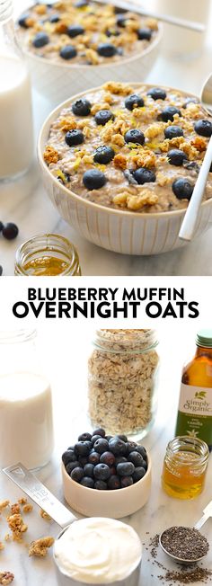 blueberry muffin overnight oats are ready to be eaten