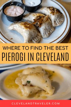 there is a plate with food on it and the words where to find the best pier in cleveland