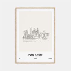 a black and white drawing of a city with the words port alegre on it