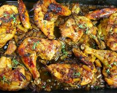 chicken wings with gravy in a baking dish