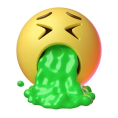 a yellow and green object with an emoticive look on it's face