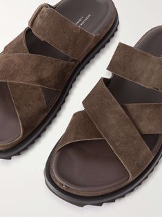 Shop OFFICINE CREATIVE Introspectus Leather Sandals, Explore the latest in-season OFFICINE CREATIVE collection today on MR PORTER Leather Sandals For Men, Creative Shoes, Sandals For Men, Mens Leather Sandals, Officine Creative, Brown Leather Sandals, Suede Sandals, Brown Shoe, Mr Porter