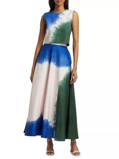 Shop Busayo Labake Tie-Dye Maxi Skirt | Saks Fifth Avenue Silver Crop Top, Super Crop Top, Lavender Tie, Tie Dye Maxi Skirt, Tie Dye Print, Sleeveless Tank Top, Sleeveless Tank, Tie Dye Top