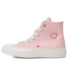 (WMNS) Converse Chuck Taylor 70S High Top 'Pink' A09113C Pink Chuck 70, Converse Chuck Taylor 70s, Chuck Taylor 70s, Pink Chucks, Y2k Heart, Converse Pink, Pretty Shoes Sneakers, Dream Aesthetic, Heart Shoes