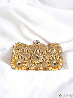 Bird in Bag - Opulent Ladies Evening Clutch and Shoulder Bag: Exquisite Styling, Diamond Embellishment, Radiant Gold. Perfect Accompaniment for Gatherings, Parties, Weddings, Dances, Dinners, and Dates. A Glamorous Gold Evening Bag. Elegant Wedding Evening Bag With Openable Detail, Glamorous Embellished Rectangular Evening Bag, Elegant Openable Evening Bag For Wedding, Elegant Wedding Evening Bag, Elegant Gold Clutch For Wedding, Elegant Bags For Festive Reception, Embellished Bags For Wedding And Festive Occasions, Gold Festive Evening Bag For Reception, Gold Rectangular Evening Bag For Wedding