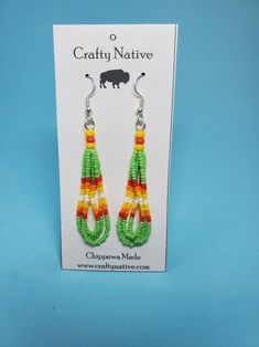 Native Fire 3 Tear Drop Dangle Green Earrings - Etsy.de Southwestern Green Beaded Dangling Earrings, Southwestern Green Beaded Earrings For Gift, Green Southwestern Beaded Earrings Gift, Green Southwestern Beaded Earrings For Gift, Southwestern Green Beaded Dangle Earrings, American Desert, Fire Color, Green Earrings, Glass Seed Beads