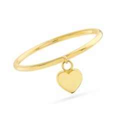 Romance is in the air, and on their finger, with this dainty dangle heart ring. 14K gold Slender polished band A petite heart dangles at the center Charm Ring, Charm Rings, Dangle Charms, Summer Clothes, Diamond Jewelry, Heart Ring, Romance, Band, Ring