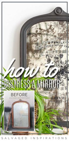 How To Distress a Mirror | DIY Home Decor: easy Makeover | Salvaged Inspirations #siblog #salvagedinspirations #paintedfurniture #furniturepainting #DIYfurniture #furniturepaintingtutorials #howto #furnitureartist #furnitureflip #salvagedfurniture #furnituremakeover #beforeandafterfurnuture #paintedvintagefurniture #roadsiderescues #chalkpaint #chalkpaintedfurniture #diyprojects #diyfurnituremakeover #furniturerestoration #furnitureideas Dresser Mirrors, Salvaged Furniture, Distressed Mirror, Furniture Appliques, Old Mirror