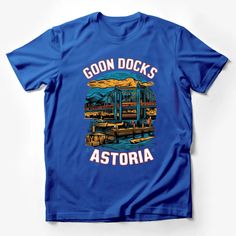 Astoria Goon Docks Retro Bridge Design T-Shirt, Vintage 80s Style Graphic Tee, Unisex Casual Outfit Male T-Shirt Custom graphic T-Shirt.Customize your color Outfit Male, Style Graphic Tee, Bridge Design, 80s Style, Design T Shirt, Male T Shirt, 80s Fashion, Casual Outfit, Custom Shirts