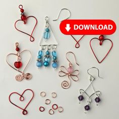 many different types of earrings are displayed on a table with the text, free pattern and instructions to make them