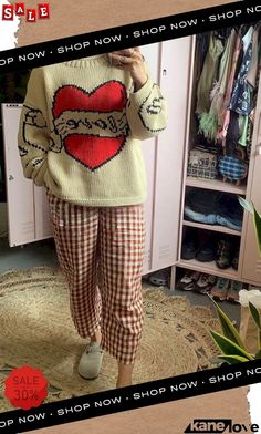 Love Is A Gift Creative Love Pattern Knit Loose Pullover Sweater Casual Heart-shaped Sweater For Winter, Casual Heart-shaped Winter Sweater, Casual Heart Graphic Sweater For Fall, Casual Fall Sweater With Heart Graphic, Casual Heart Print Sweater For Winter, Casual Winter Sweater With Heart Print, Cotton Heart Print Sweater For Fall, Cozy Crew Neck Top With Heart Print, Retro Winter Sweater For Loungewear