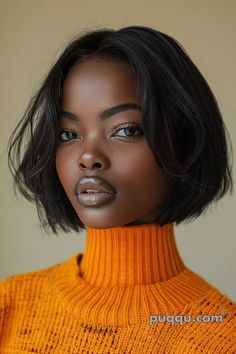 Coupe au carré Voluminous Bob, Natural Hair Bob Cut, Medium Bobs, Natural Hair Bob, Κούρεμα Bob, Short Black Hair, Crown Collection, Cyberpunk Female, Short Sassy Hair