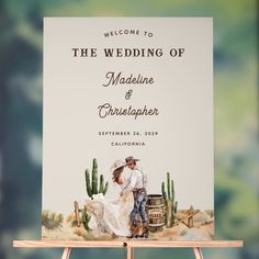 a welcome sign for a wedding in the desert