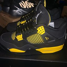 Air Jordan 4 Retro ‘Yellow Thunder 2023’ Used Like New Worn Twice/2 For Sale Price Is Negotiable. Size 8.5 Us Men Authentic Jordan 4 Thunder, Dr Shoes, Nike Fashion Shoes, Jordan Shoes Girls, Preppy Shoes