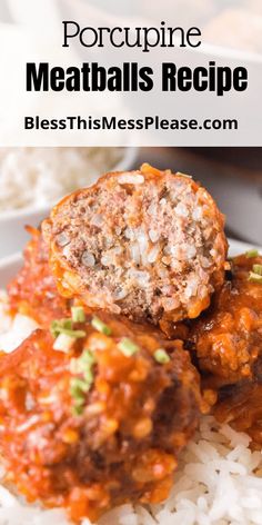 meatballs are served on top of white rice