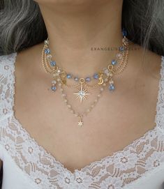 Kalung Choker, Fairycore Necklace, Sirius Star, Ethereal Jewelry, Grunge Fairycore, Diy Collier, Fairy Jewelry, Jewelry Accessories Ideas, Funky Jewelry