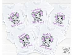 Elephant Baby Shower Shirts for family, Matching Mom & Dad Baby Shower Shirts Our designs are printed on high-quality gender-neutral shirts made of soft cotton. They are super soft, cozy, durable and come in unisex sizes.  *Need a specific size or COLOR? Send us a message & we will do our best to make it happen for you Please Note: Rolled sleeves in pictures is for styling purposes only SHIRT DETAILS Brand - Bella Canvas 100% Airlume combed and ringspun cotton (fiber content may vary for differe Elephant Baby Shower Shirts, Customizable White Shirt For Family Events, Cute White T-shirt For Gender Reveal, Personalized Name Print White Shirt As Gift, Customizable Cute White T-shirt, White Shirt With Name Print For Gift, White Family Matching Shirt For Gender Reveal, Family Matching White Shirt For Gender Reveal, Customizable White T-shirt For Family Matching