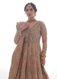 Farah Talib Aziz. Sienna Rose gold bridal Baraat Dress, Barat Dresses, Trendy Dresses Summer, Partywear Dresses