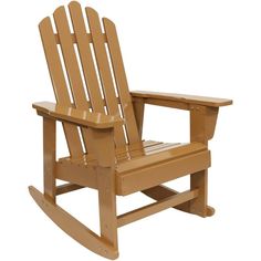 a wooden rocking chair on a white background