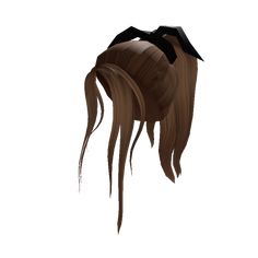 the back of a woman's head with long brown hair and black bows on it