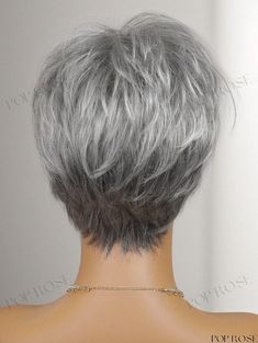 Poprose - Stunning Short Human Hair Wigs for Women Brighten Gray Hair, Straight With Bangs, Bangs Fringe, Stacked Haircuts, Medium Shag Haircuts, Funky Short Hair, Short Silver Hair, Style Feminine, Short Human Hair Wigs