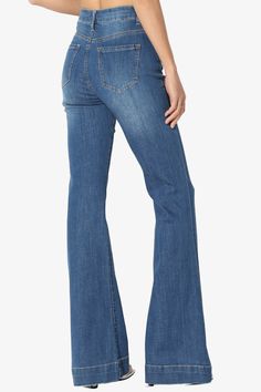 Update your denim edit with a vintage-inspired style as new-season flared jeans. This contemporary-cool silhouette has been crafted in stretch denim and is cut with a high-rise for a figure flattering fit. Heighten the retro effect by choosing a crop shirt to complete your look.Washed and soft, High rise flares, 32in inseamZip fly with button closure, 5 pockets stylingContrast stitching, Stretch: Just enough stretch for all-day comfortFits small to US size, take one size larger than normal(0=23, Flaired Jeans, Retro Effect, Bell Bottom Trousers, Cool Silhouettes, High Rise Flare Jeans, Stretch Denim Pants, Boho Fashion Summer, Super Dark, Deep Indigo