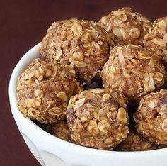 a bowl filled with no bake energy bites