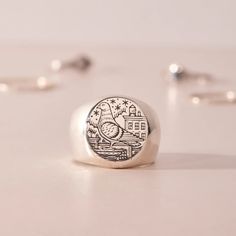 New York Pigeon Signet Ring | Catbird Timeless Hallmarked Signet Ring For Collectors, Timeless Hallmarked Collectible Signet Ring, Classic Hallmarked Domed Signet Ring, Classic Hallmarked Signet Ring Collectible, Bird Signet Ring, Fine Ring, Silver Signet Ring, Pearl And Diamond Earrings, Tennis Bracelet Diamond