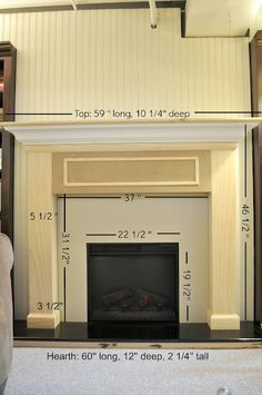 the measurements for a fireplace surround are shown