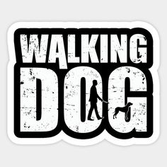 the walking dog sticker is black and white