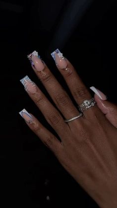 Nails Inspo Black Women, Nail Inspo With Charms, Long Baddie Nails, Girls Nail Designs, Dope Nail Designs