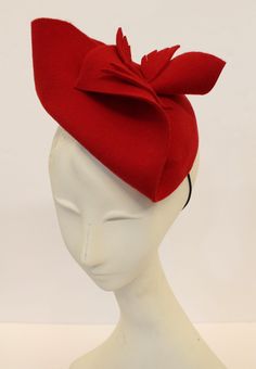 This listing is for a One-of-a Kind hand draped and sewn Vintage style Solid Red Wool fascinator hat. 100% wool felt Finished and labeled inside hat elastic band One Size Fits Most I hope you enjoy this hand made hat from my Spring 2024 Collection.  Made entirely by hand by Jennifer Serr Felt Fascinator, Red Fedora, Race Day Hats, 1930's Style, Fascinator Hat, Hat Handmade, Red Felt, Winter Hats For Women, Fascinator Hats