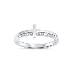 Sterling Silver- Celebrity Style Sideways Cross Ring With Clear CZ Stones Diamond Cross Ring For Gift, Diamond Cross Rings For Gifts, Cross-shaped Diamond Ring For Gift, Cross Ring With Diamond Accents For Promise, Diamond Accented Cross Promise Ring, Cross-shaped Promise Ring With Diamond Accents, Cross Shaped Promise Ring With Diamond Accents, Small Celebrities, Rose Stone