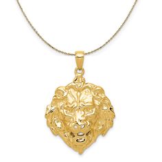 14k Yellow Gold Large Lion's Head Necklace Lion Jewelry Woman, Largest Lion, Lion Head Necklace, Gold Lion Pendant Jewelry, Lion Necklace, Tiger Gold Pendant, Head Necklace, Lion Pendant, Bow Jewelry