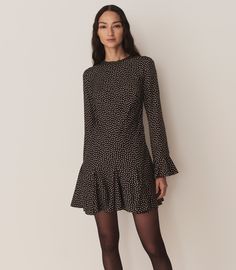 Narcisse Dress - Camille Dot | DÔEN On The Dance Floor, A Line Mini Skirt, Sleep And Loungewear, Knitwear Tops, The Dance, Lingerie Sleepwear, Dance Floor, Apparel Design, Jacket Tops