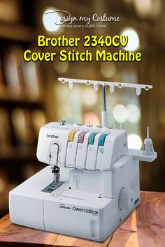 the brother 3240cw cover stitch machine is on display in front of a blurry background