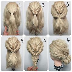 Ideas and Decor Chignon Simple, Simple Wedding Hairstyles, Up Dos For Medium Hair, Hair Dos, Trendy Hairstyles, Hair Updos, Diy Hairstyles, Up Hairstyles, Hair Hacks