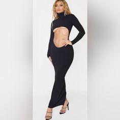 Nwt Prettylittlething High Neck Cut Out Maxi Dress: - Black - High Neckline - Stomach Cut Out Sizing: - Us 4 Nwt - Never Worn. No Longer Fits. Cut Out Maxi Dress, High Neckline, Dress Black, High Neck, Cut Out, Maxi Dress, Womens Dresses, Clothes For Women, Women Shopping