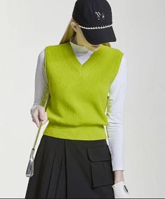 Elevate your style game with Nevermindallgolf's Vely Essential Knit Vest - Lime. Luxuriously crafted for year-round comfort and sophistication. Whether it's spring, summer, autumn, or winter, this vest is your perfect fashion companion. Find your ideal fit now! Skincare Sale, Polo Sweatshirt, Contemporary Classic, Knit Vest, Set Dress, Three Dimensional, Vest Jacket, Spring Summer, Women Wear