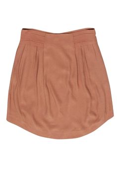 Current Boutique-See by Chloe - Camel Mini Skirt w/ Curved Hem Sz 6 Summer Brown Mini Skirt For Work, Brown Summer Mini Skirt For Workwear, Brown Mini Skirt For Summer Workwear, Elegant Short Brown Skirt, Elegant Brown Mini Length Bottoms, Elegant Brown Mini Skort, Elegant Brown Mini Length Skort, Elegant Brown Mini Bottoms, Chic Brown Mini Skort