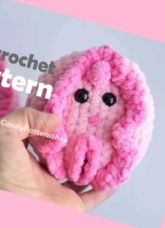 a crochet pattern for an adorable pink bunny