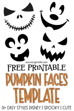 the free printable pumpkin faces template for kids to use in their crafts and crafts