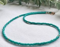 Tiny Turquoise Beaded Necklace, Turquoise and Sterling Silver Necklace, Boho Beach Necklace, Turquoise & Gold Jewellery - Etsy Turquoise Beaded Necklace For Summer, Summer Turquoise Necklace With Colorful Beads, Turquoise Tiny Beads For Jewelry Making, Summer Turquoise Beaded Necklaces With Colorful Beads, Turquoise Round Bead Necklaces For The Beach, Turquoise Beaded Necklaces With Round Beads For Summer, Turquoise Strand Necklace With Colorful Beads, Turquoise Round Bead Jewelry For Beach, Summer Turquoise Beaded Necklaces With Round Beads