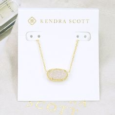 Nwt Kendra Scott Elisa Drusy Necklace. Please Note Due To Natural Stone, None Of Drusy Stone Will Be The Same, The Color Will Be Lighter Or Darker, Spikes Will Be Bigger Or Smaller, Etc. I Will Not Accept Offers Of Bundle Deals, A 15% Discount Will Apply Automatically. White Iridescent Drusy Chain: 15" + 2" Extension; Pendant: 1" X 3/8" Gold Plated / Lobster Clasp Brand New With Card And Pouch, No Gift Box. Please Check My Store For Other Colors And Styles!! Kinda Scott Necklace, Kendrick Scott Necklace, Kender Scott Necklaces, White Kendra Scott Necklace, Kendra Scott Necklace White, Gold Kendra Scott Necklace, Kendra Scott Silver Necklace, Kendra Scott Elisa Necklace, Preppy Necklaces