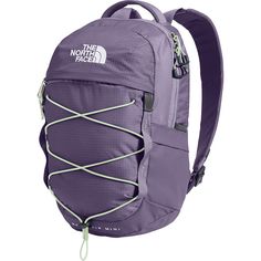 the north face women's jester backpack in purple and white, front view